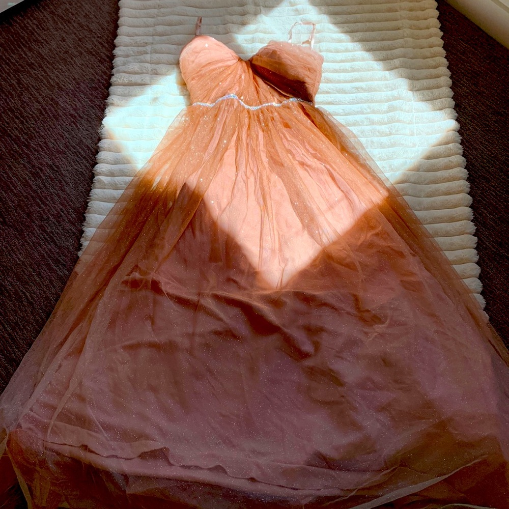 Pink spaghetti strap formal dress